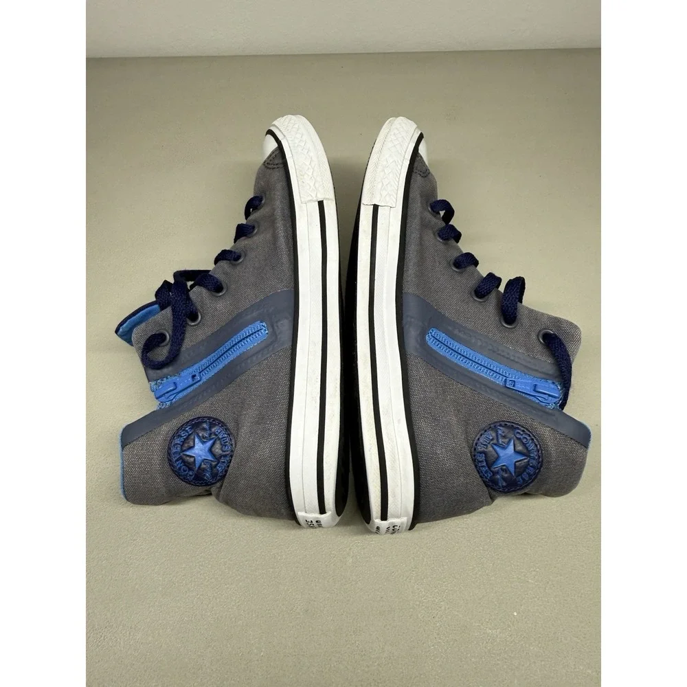 Converse Chuck Taylor Hi Top Double Zip Kids Sz 4 Grey Blue